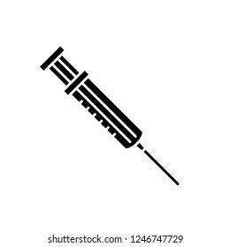 Syringe black icon, vector sign on isolated background. Syringe concept symbol, illustration 