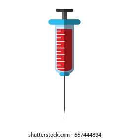 syringe with blood sample icon image 