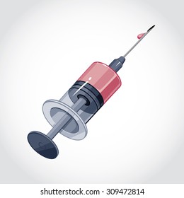 syringe  with blood. vector background picture