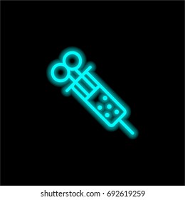 Syringe blue glowing neon ui ux icon. Glowing sign logo vector