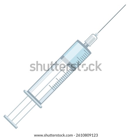 Syringe with blue liquid. Vector illustration isolated on white background