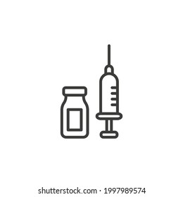 Syringe and bottle icon with white background