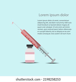 Syringe and bottle isolated on white background.Vector illustration.