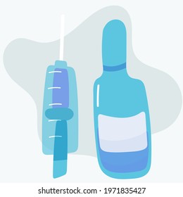 syringe and bottle. Vector illustration