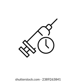 Syringe by Clock Modern Line Icon. Perfect for design, infographics, web sites, apps. 