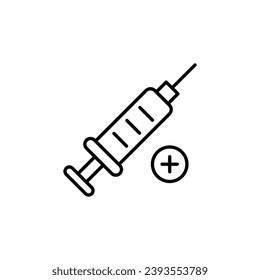 Syringe by Plus Image Drawn with Thin Line. Perfect for design, infographics, web sites, apps. 