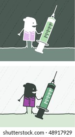 syringe colored cartoon
