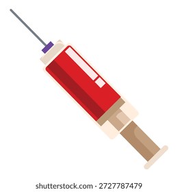 Syringe containing red liquid, representing medical concepts such as injections, vaccinations, or blood sampling