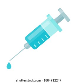 A syringe containing a vaccine against the virus The concept of vaccination against covid-19