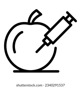 Syringe contamination apple icon outline vector. Safety virus. Epidemic disease
