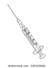 syringe contour vector illustration isolated
