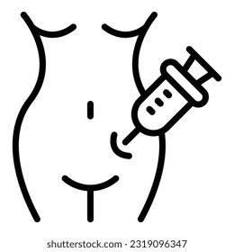 Vector de contorno de icono de la jeringa. Control de la natalidad. Método de embarazo