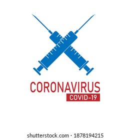 syringe and coronavirus vector sketch