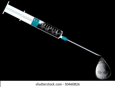 Syringe with death inside, vector illustration
