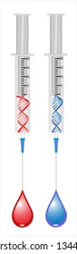 Syringe with a DNA strand - gene therapy concept