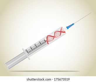 Syringe with a DNA strand - gene therapy concept
