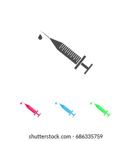 Syringe and drop icon flat. Color pictogram on white background. Vector illustration symbol and bonus icons