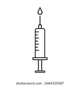 Jeringa con ícono de gota – Ilustración vectorial de línea mínima fina