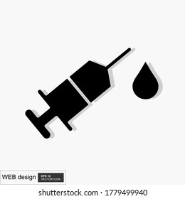 Syringe with drop. Vector illustration