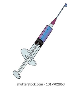 Syringe with a droplet