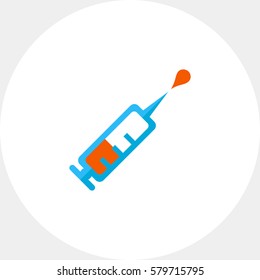 Syringe with droplet