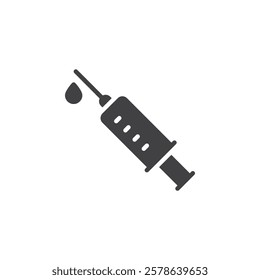 Syringe with a droplet vector icon. filled flat sign for mobile concept and web design. Flu Shot glyph icon. Vaccine injection symbol, logo illustration. Vector graphics