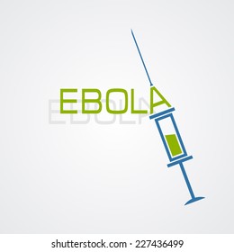 Syringe Ebola antivirus concept. Vector illustration isolated on white background