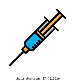syringe filled outline Icon. medical vector illustration on white background