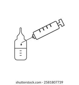 Syringe filling small bottle with medical liquid. Suitable for health, medicine, vaccination, pharmaceuticals, and medical concepts 