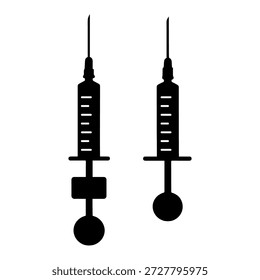 Jeringa con silueta de vista isométrica Filtrar. icono de atención médica. Ilustración vectorial elemento farmacéutico aislado. inyección de una vacuna contra una enfermedad infecciosa. Ideal para su uso como icono, Diseño gráfico de Web y conceptos de infografía