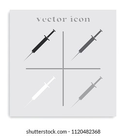 Syringe flat black and white vector icon.