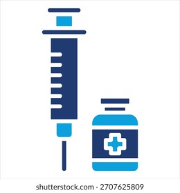 Jeringa plana azul Icon Ilustración vectorial