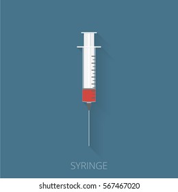 Syringe. Flat design vector illustration.