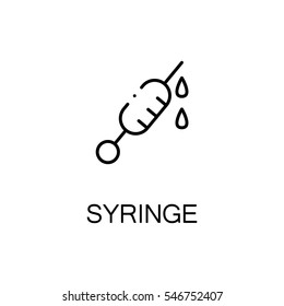 Syringe flat icon. High quality outline symbol of medical euipment for web design or mobile app. Thin line signs of syringe for design logo, visit card, etc. Outline pictogram of syringe 