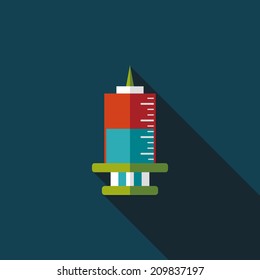syringe flat icon with long shadow