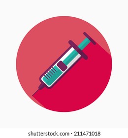 syringe flat icon with long shadow