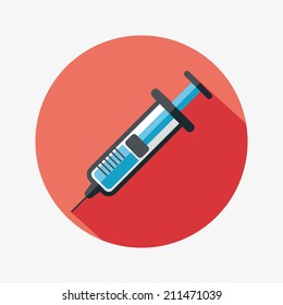 syringe flat icon with long shadow