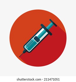 syringe flat icon with long shadow