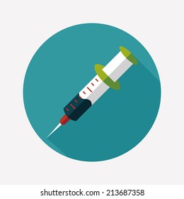 syringe flat icon with long shadow 