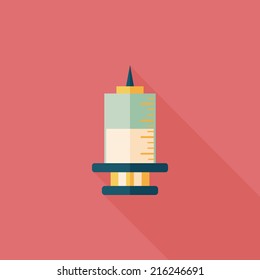 syringe flat icon with long shadow 