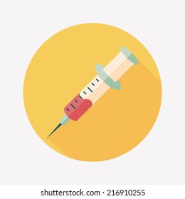 syringe flat icon with long shadow 