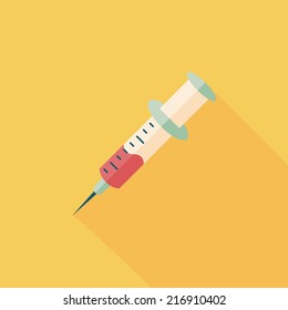syringe flat icon with long shadow 