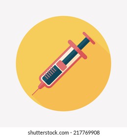 syringe flat icon with long shadow