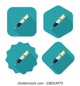 syringe flat icon with long shadow 