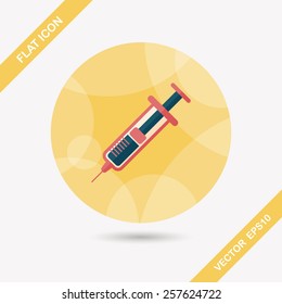syringe flat icon with long shadow