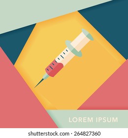 syringe flat icon with long shadow 