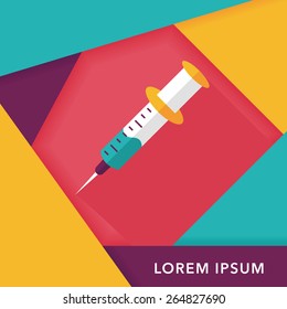 syringe flat icon with long shadow 