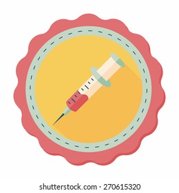 syringe flat icon with long shadow 