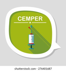 syringe flat icon with long shadow