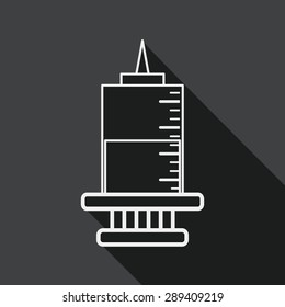 syringe flat icon with long shadow, line icon